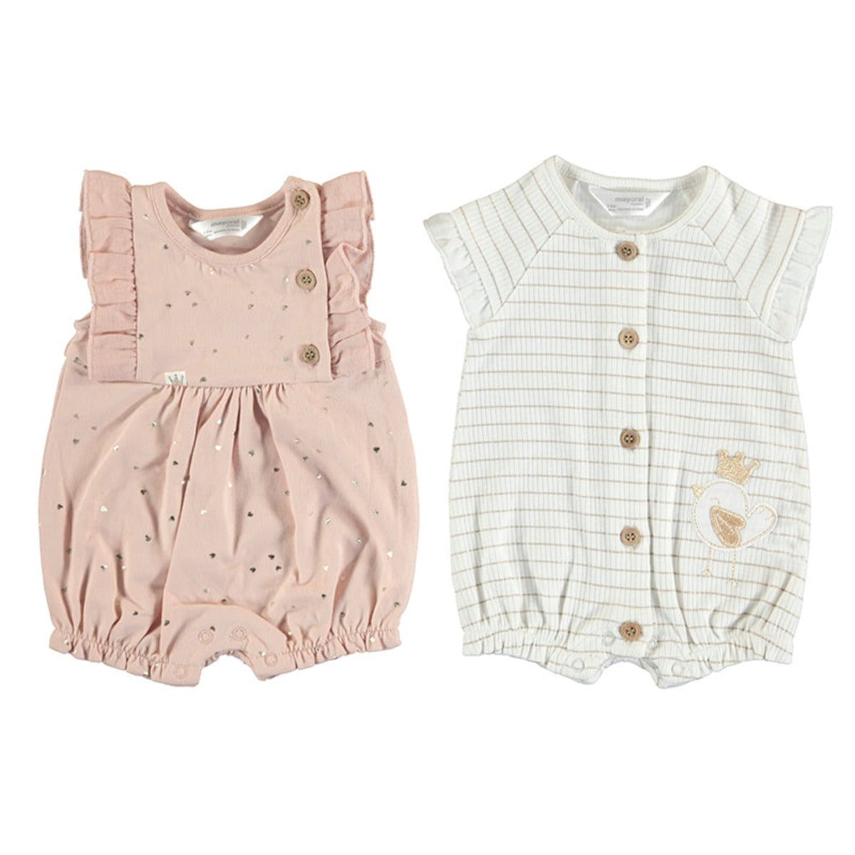 Ecofriends Pink & White Knitted Rompers Set