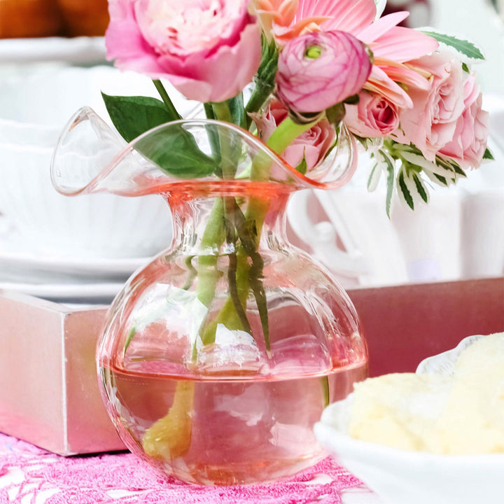 Hibiscus Glass Pink Bud Vase