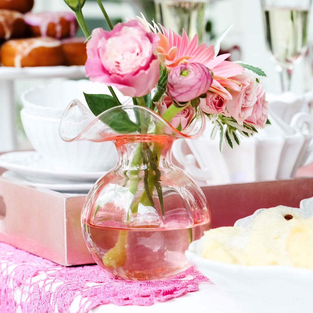 Hibiscus Glass Pink Bud Vase