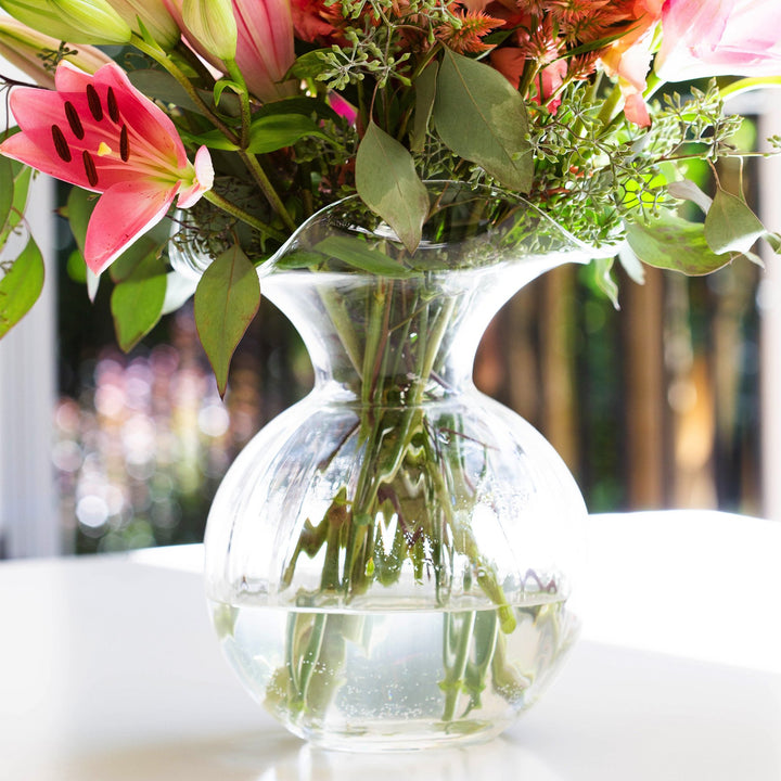 Hibiscus Glass Small Fluted Vase