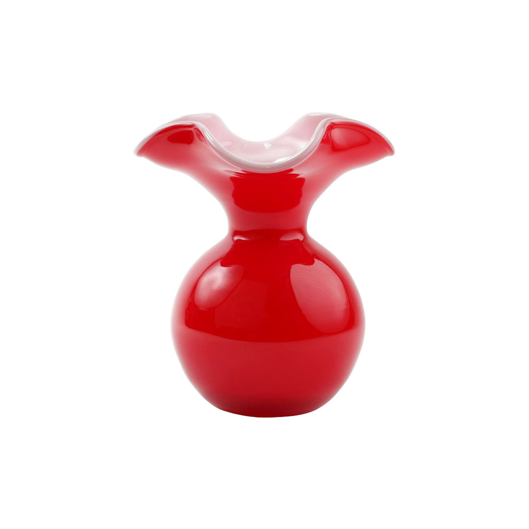 Hibiscus Glass Red Small Fluted Vase