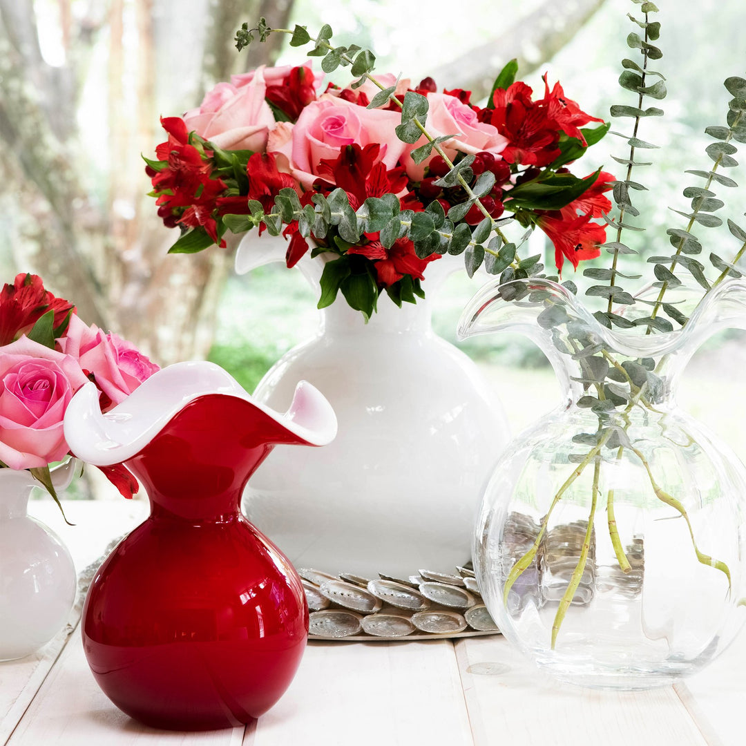 Hibiscus Glass Red Small Fluted Vase