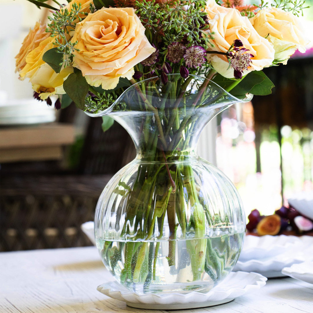 Hibiscus Glass Medium Fluted Vase