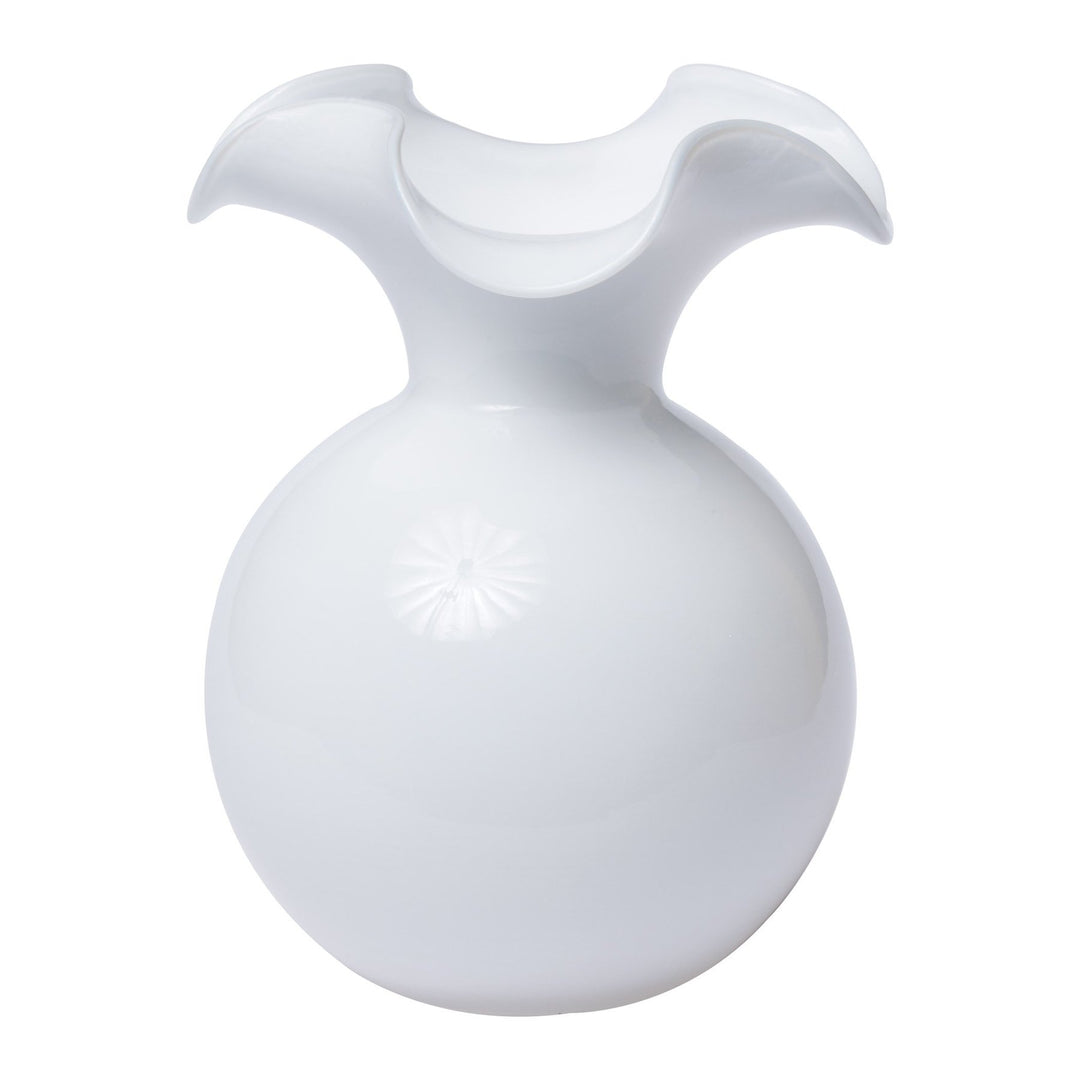 Hibiscus Glass White Medium Fluted Vase