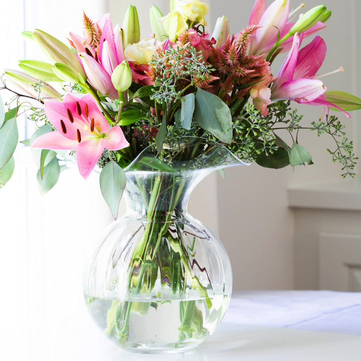 Hibiscus Glass Large Fluted Vase