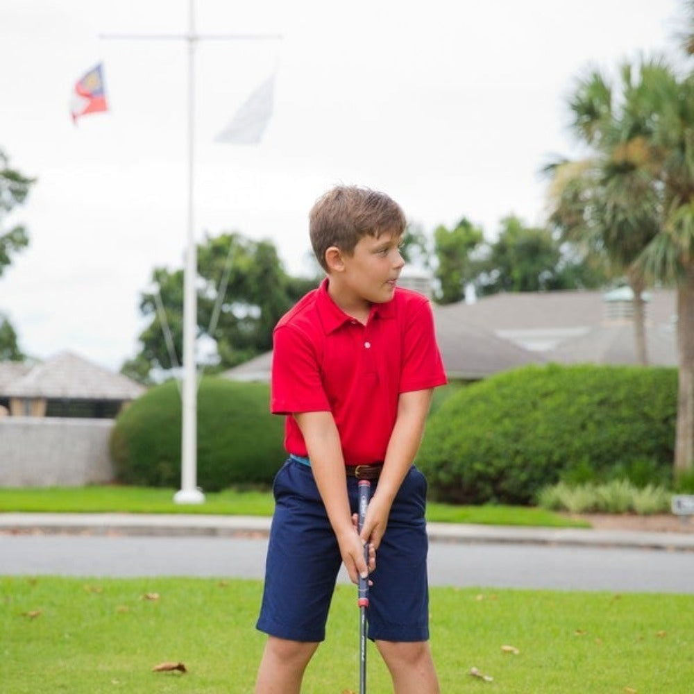 Red Short Sleeve Henry Polo