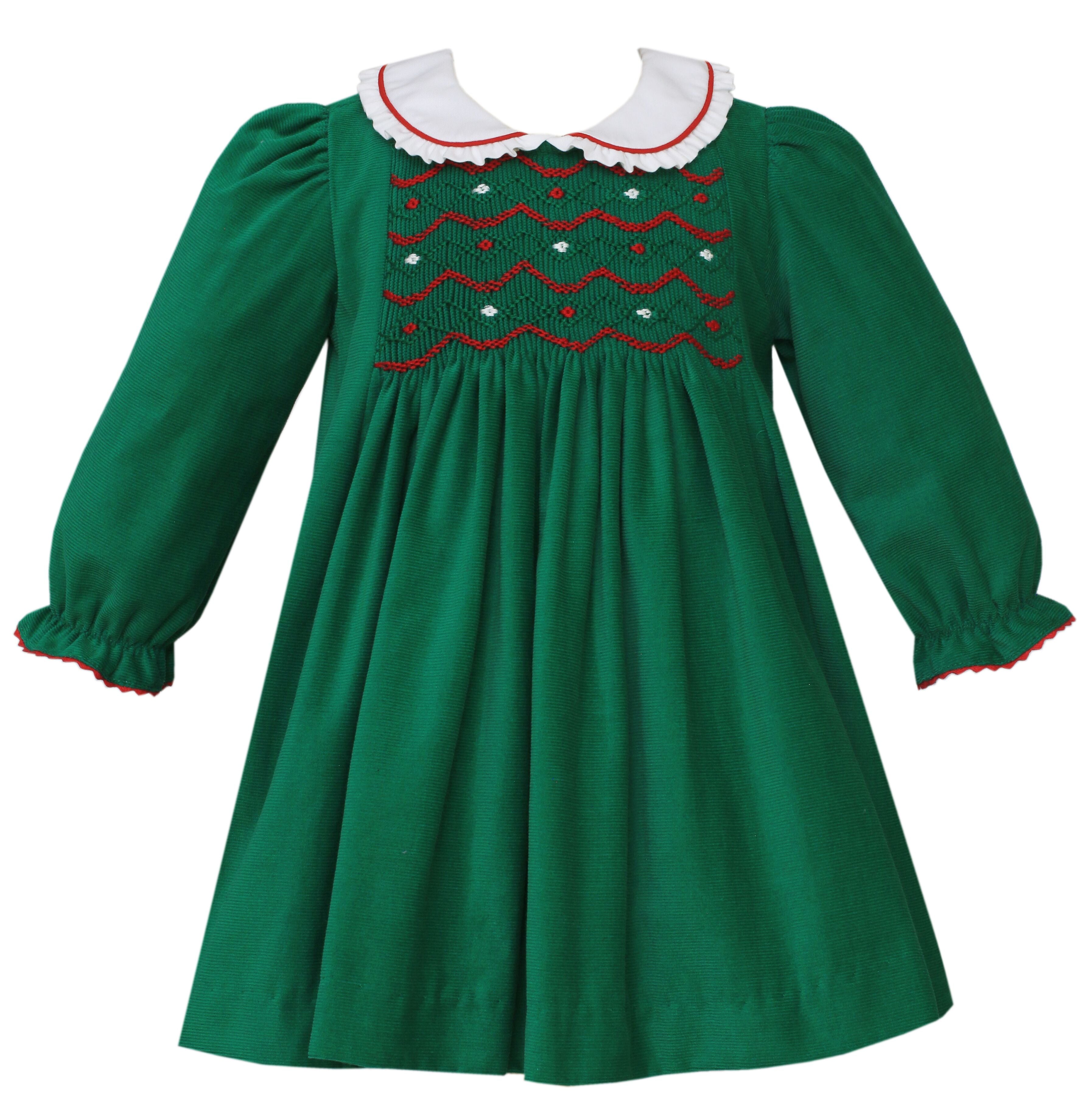 Green Corduroy Float Dress w/ White Collar