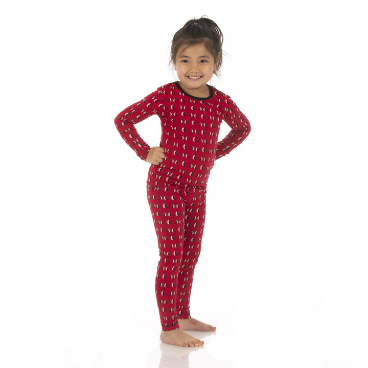 Crimson Penguins Long Sleeve Pajama Set