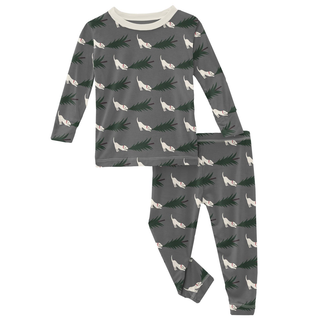 Pewter Christmas Tree Drag Long Sleeve Pajama Set