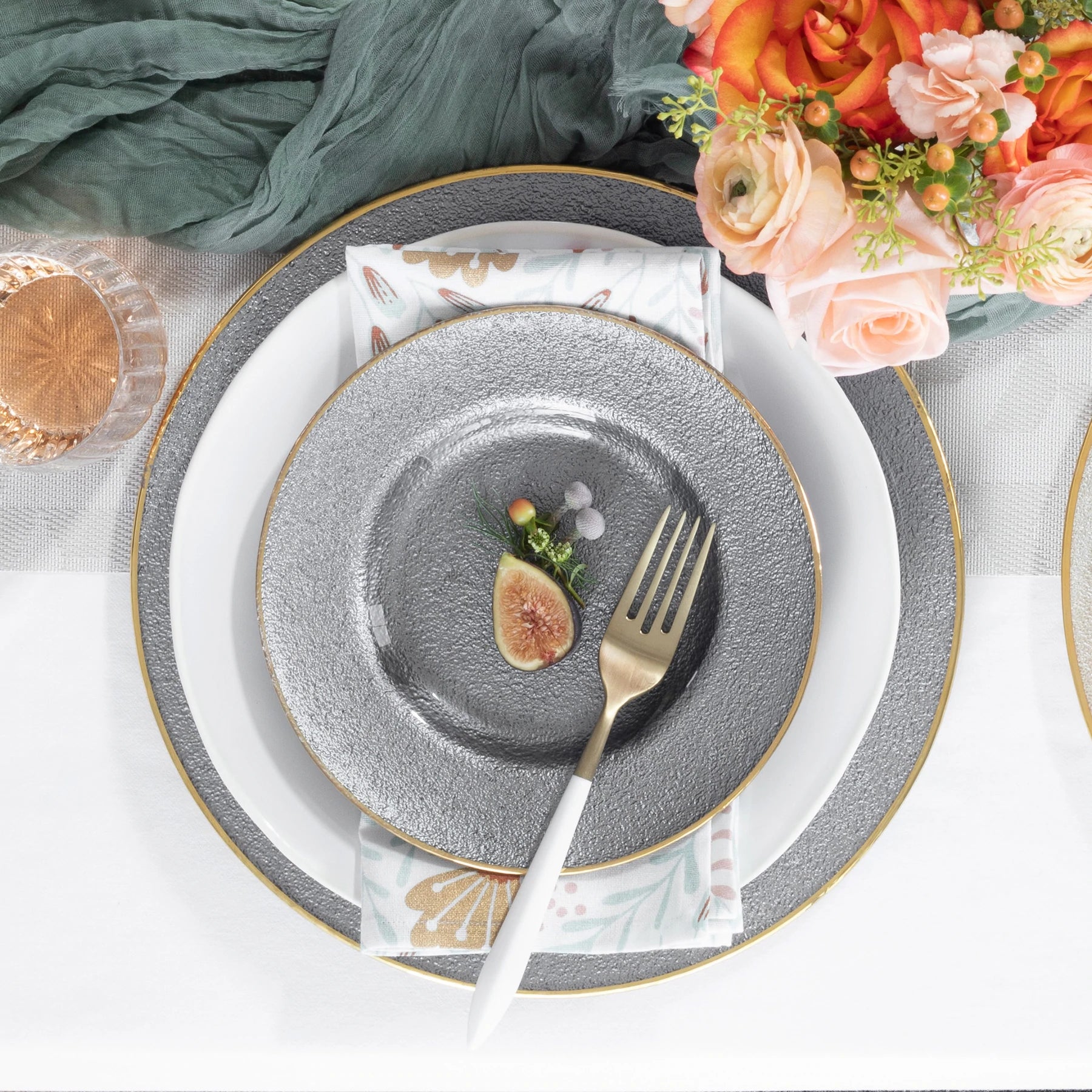 Metallic Glass Slate Salad Plate