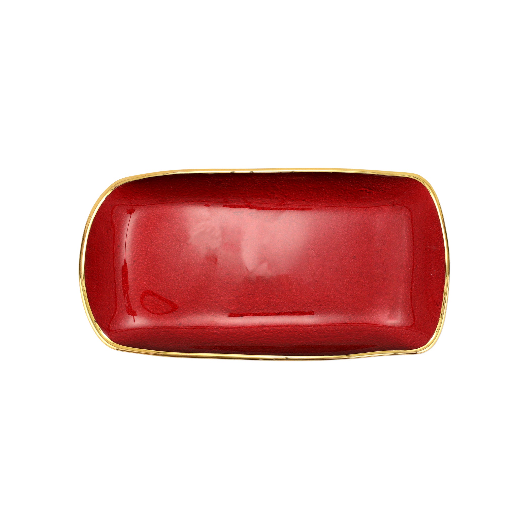 Metallic Glass Ruby Rectangular Tray