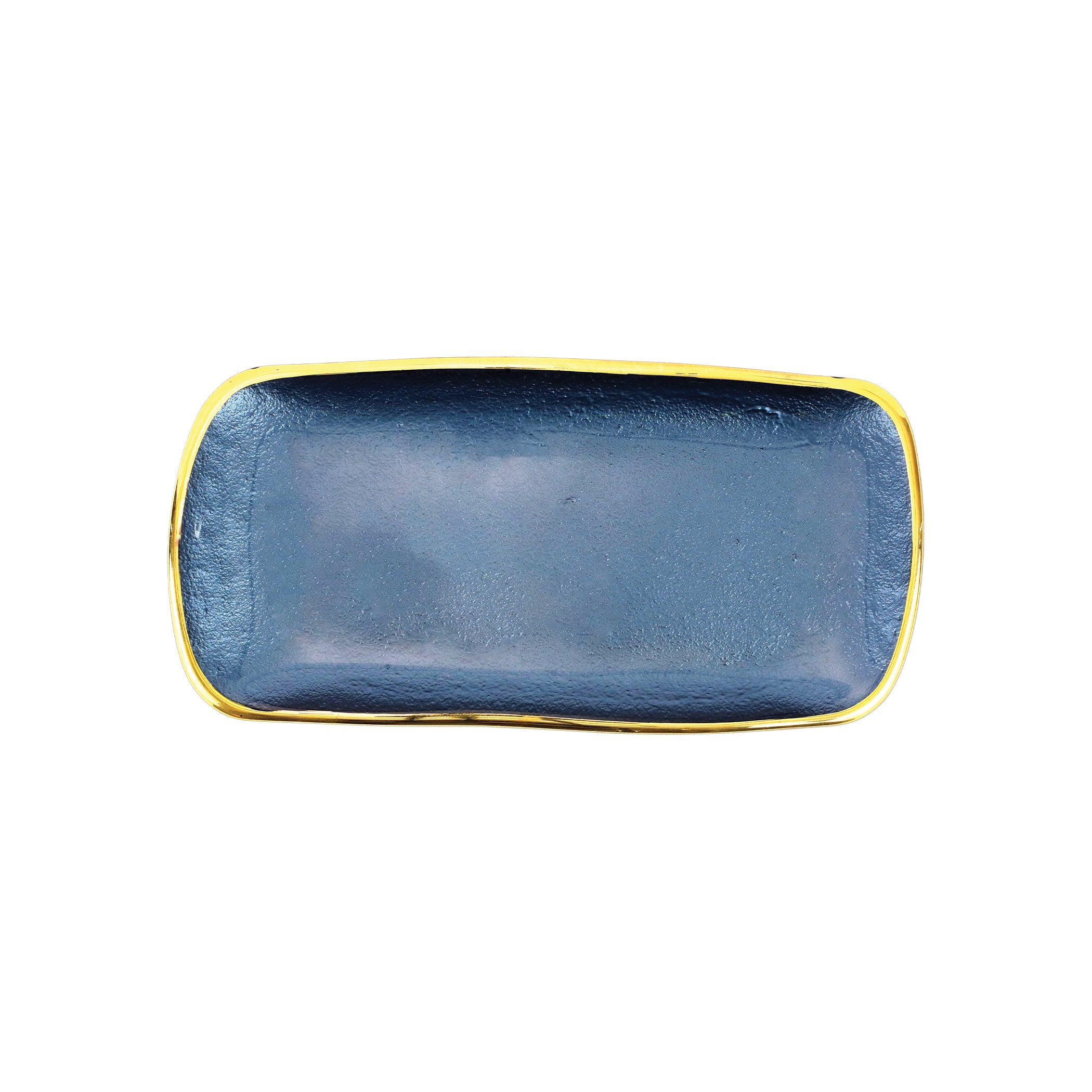 Metallic Glass Sapphire Rectangular Tray