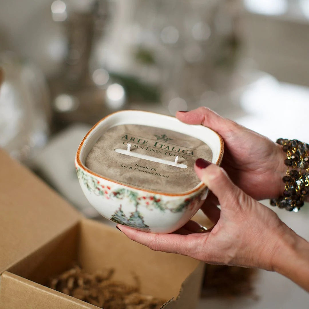 Natale Small Square Bowl With Candle