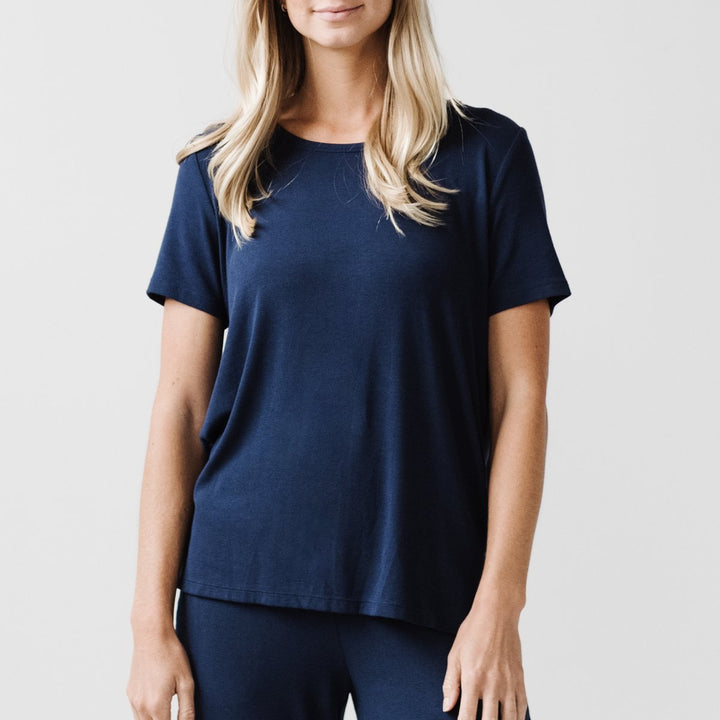 Rib-Knit Bamboo Short Sleeve Lounge Top