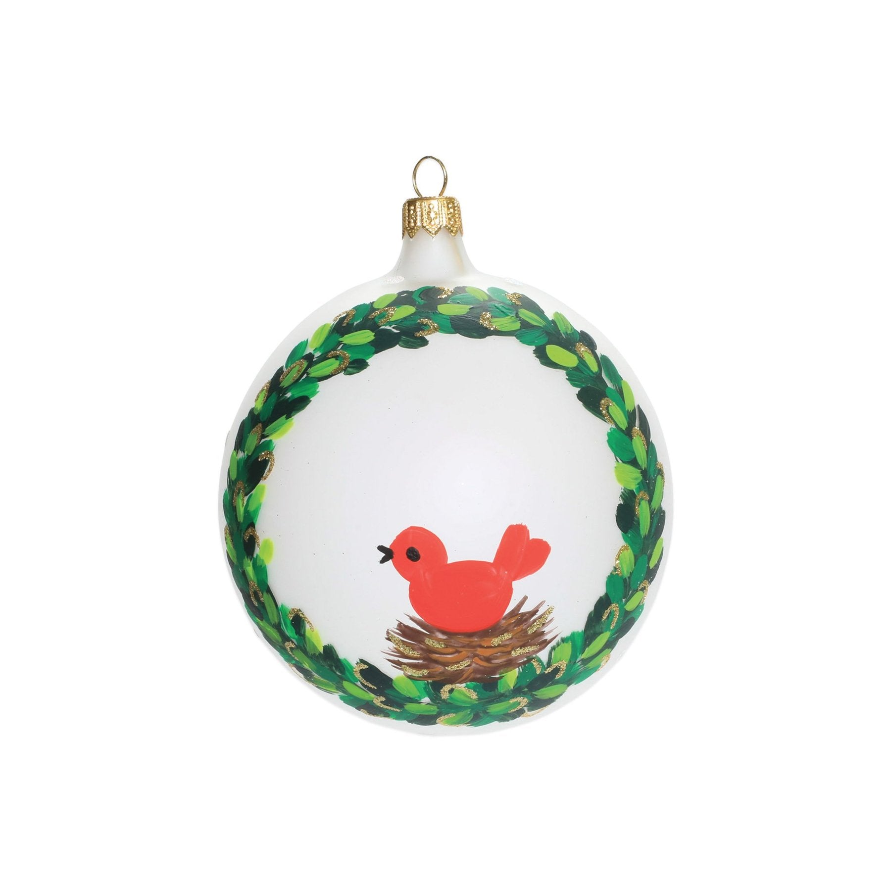 Ornaments Wreath With Red Bird Ornament