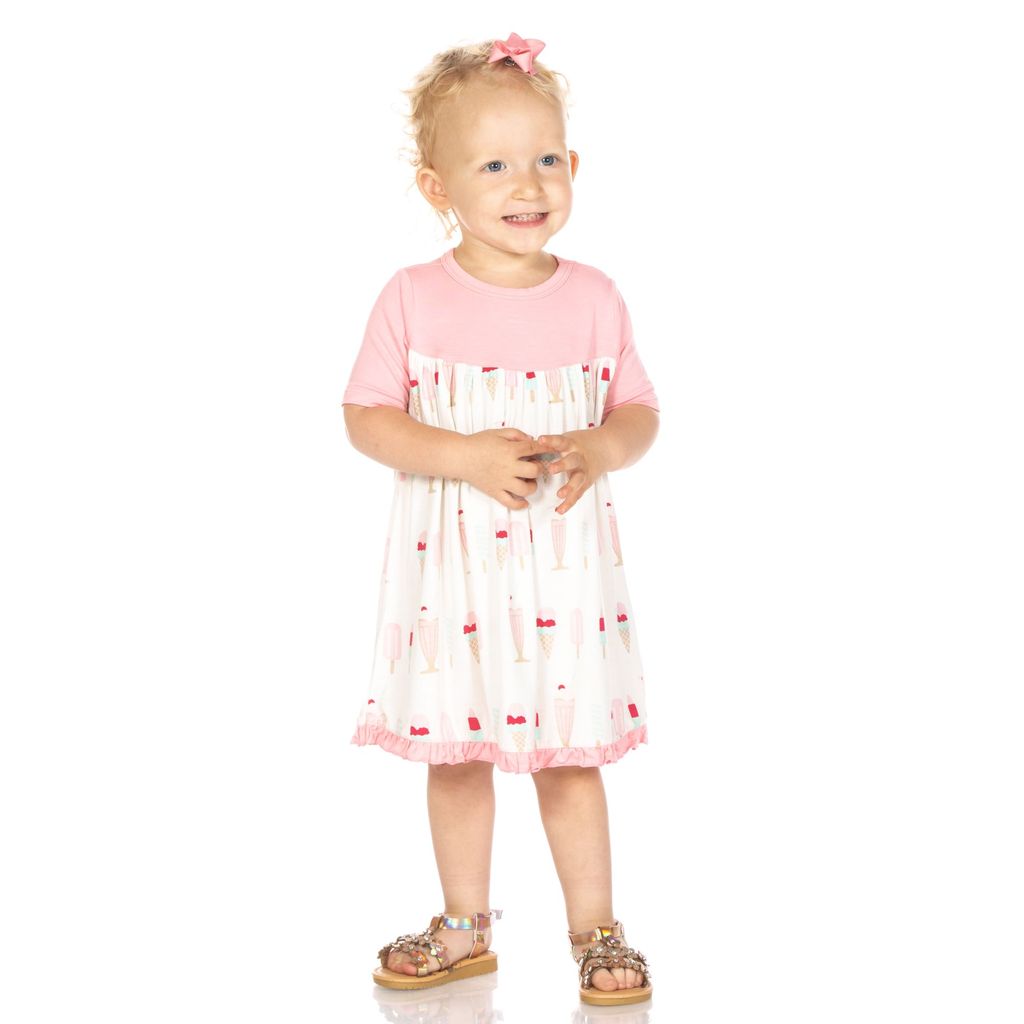 Natural Ice Cream Shop Short Sleeve Swing Dress