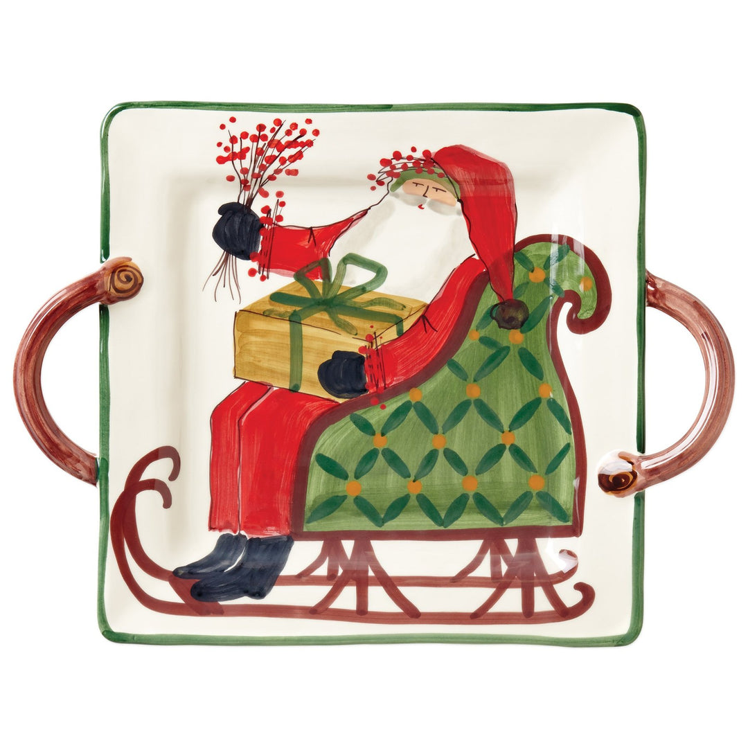 Old St. Nick Square Handled Platter