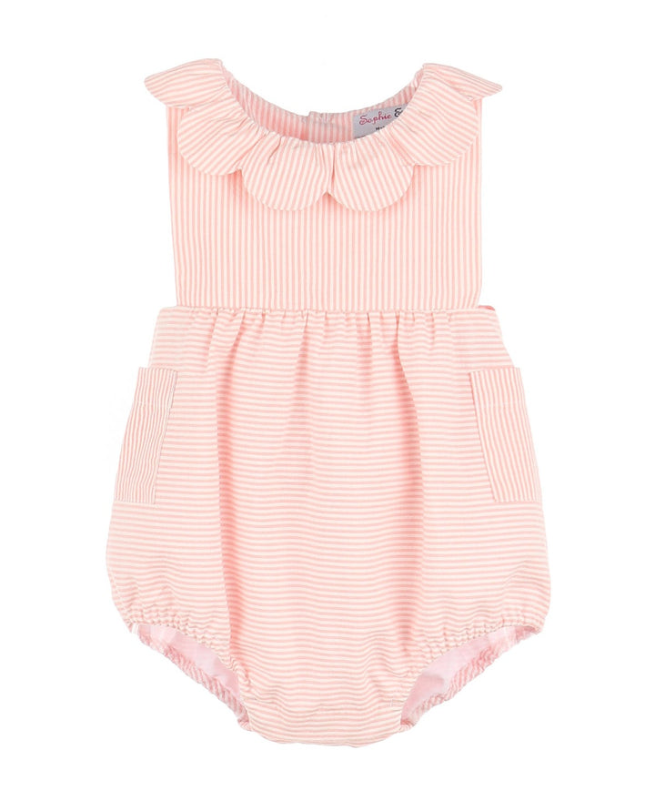 Peach & White Stripe Cul-De-Sac Sunsuit Bubble