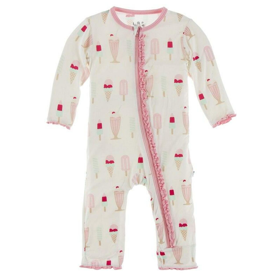 Natural Ice Cream Shop Muffin Ruffle Coverall w/ Zipper