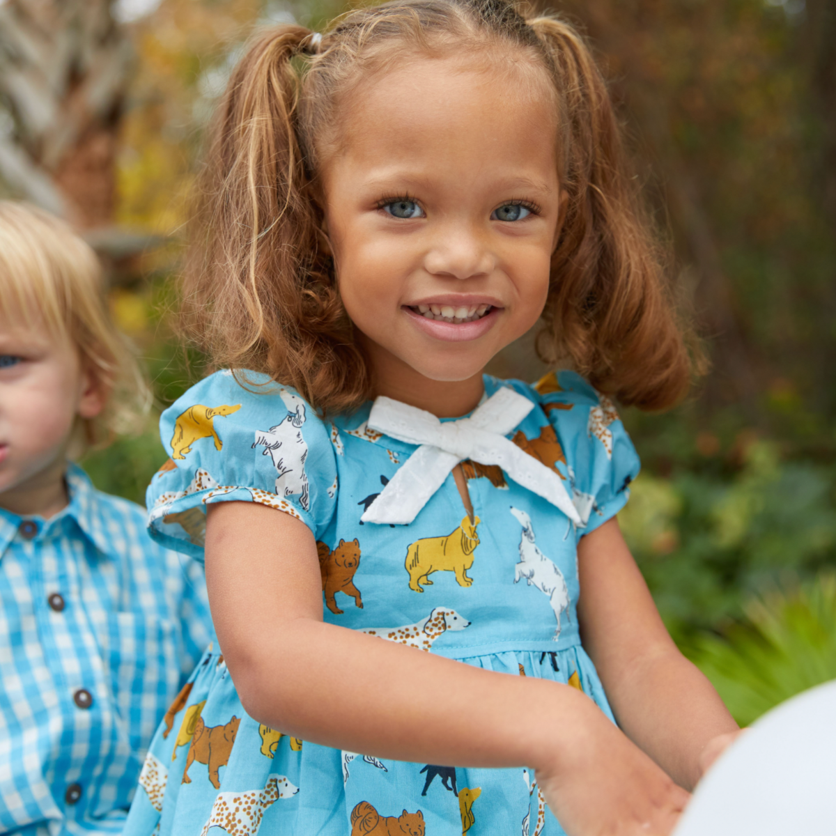 Milky Blue Dogs Margaret Dress