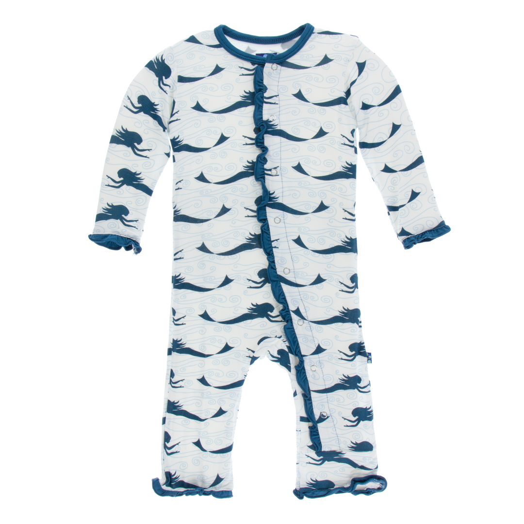 Natural Mermaid Classic Ruffle Coverall w/ Snaps