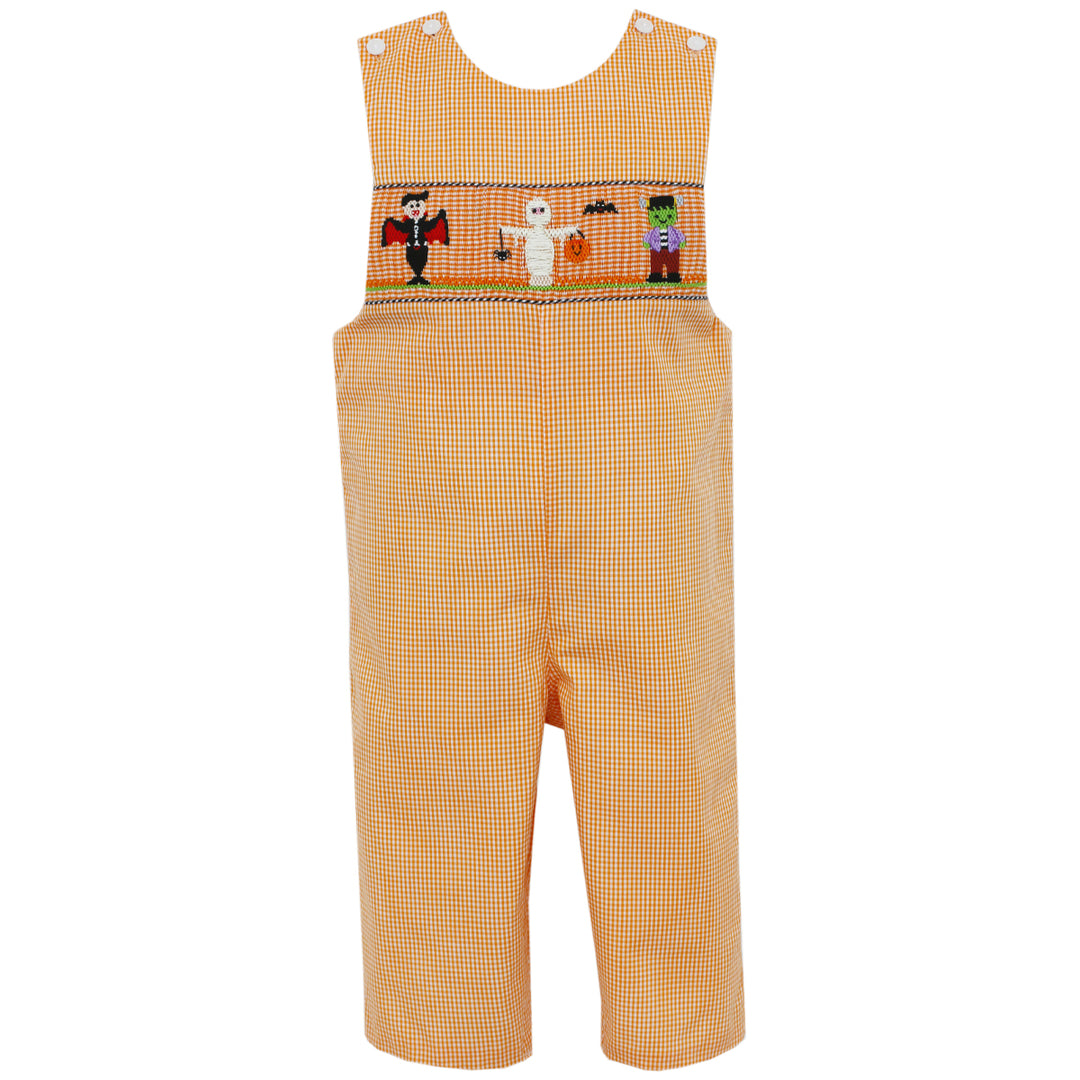 Orange Gingham Halloween Long John John