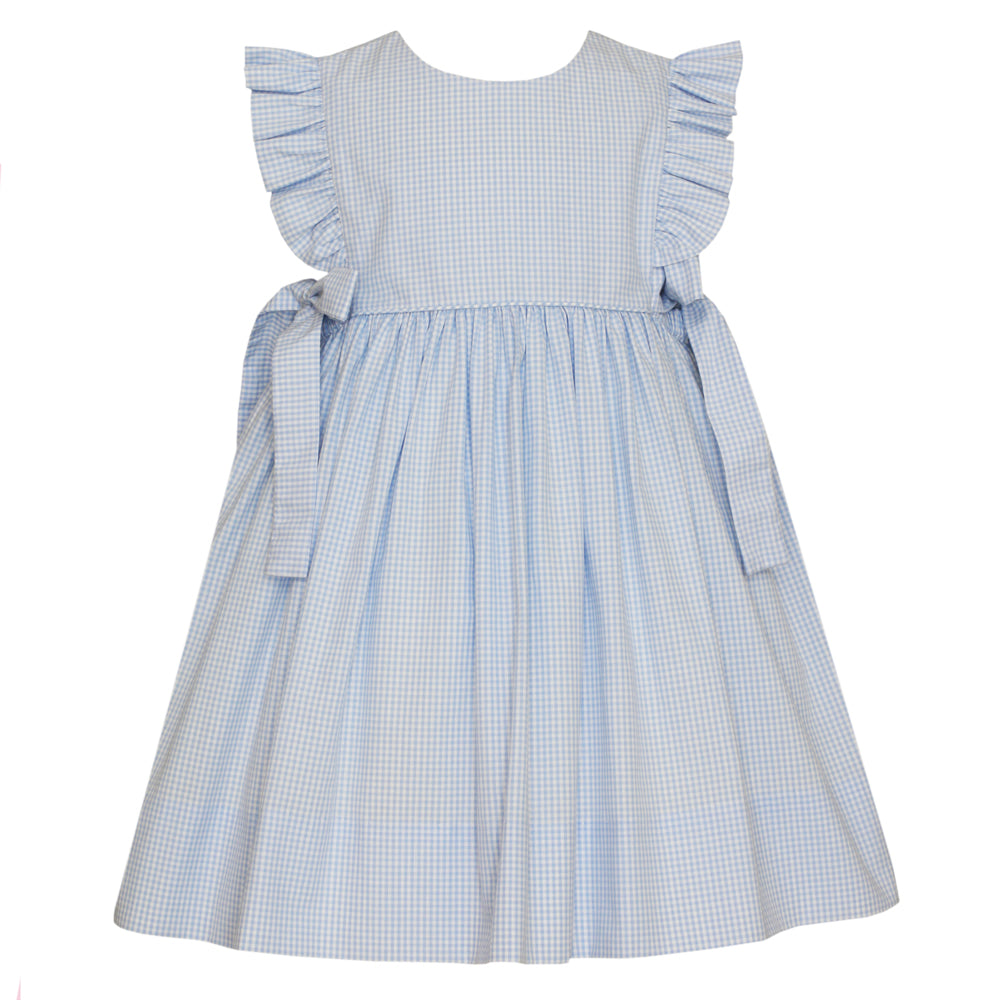 Blue Gingham Dress with Side Bows