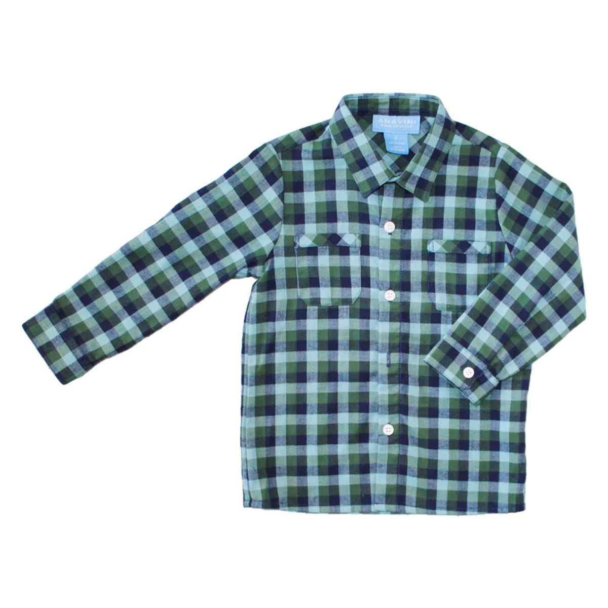 Green & Navy Plaid Button Down