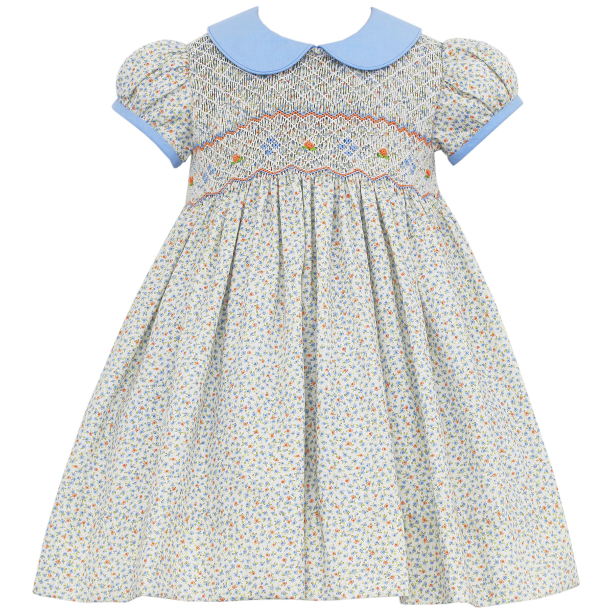 Light Blue & Orange Floral Camille Liberty Dress