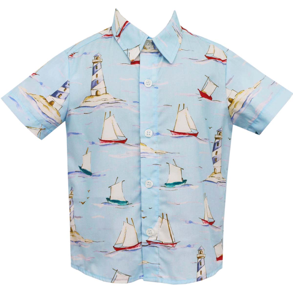 Blue Sailboat Button Down Shirt