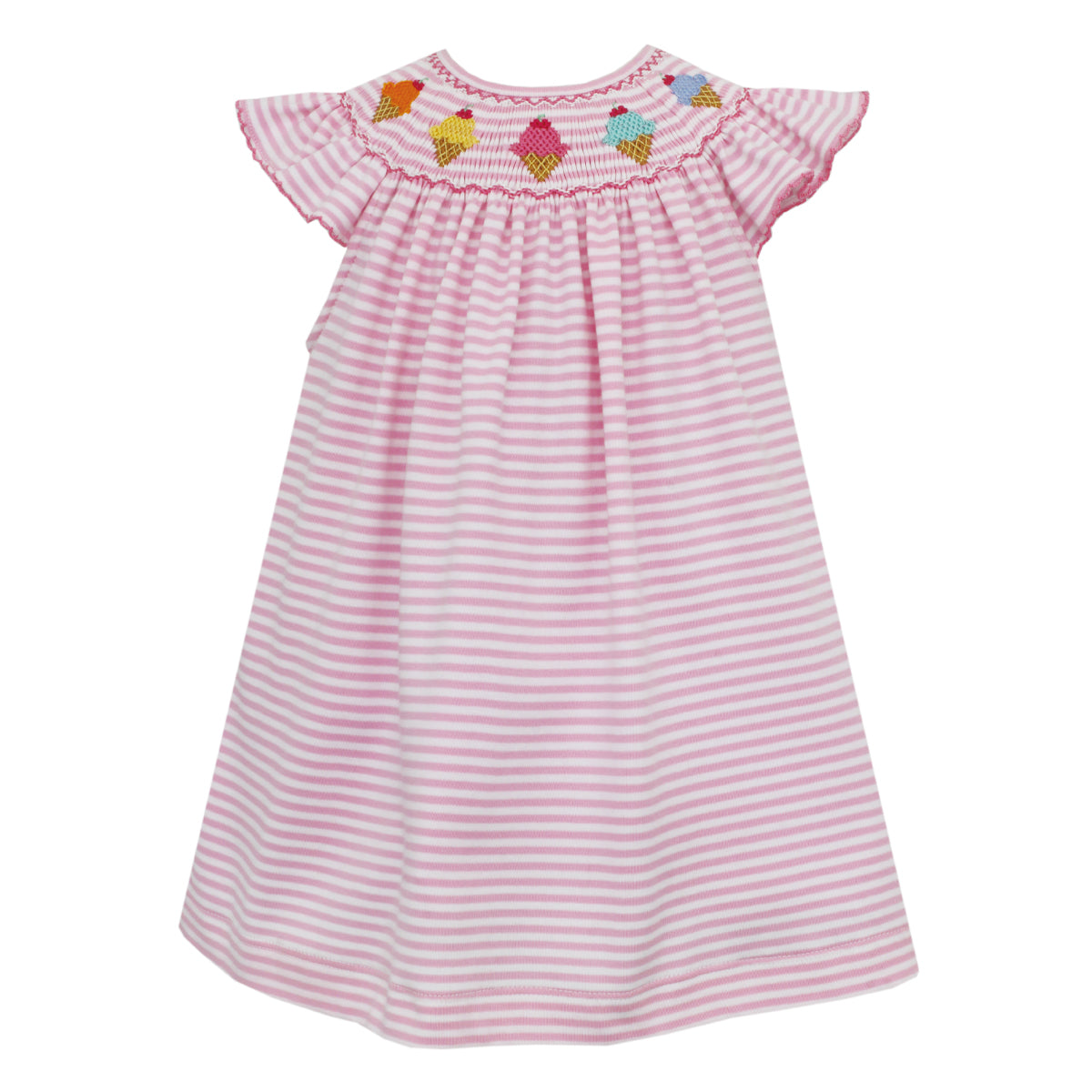 Pink Stripe Petit Ice Cream Angel Wing Bishop Dress