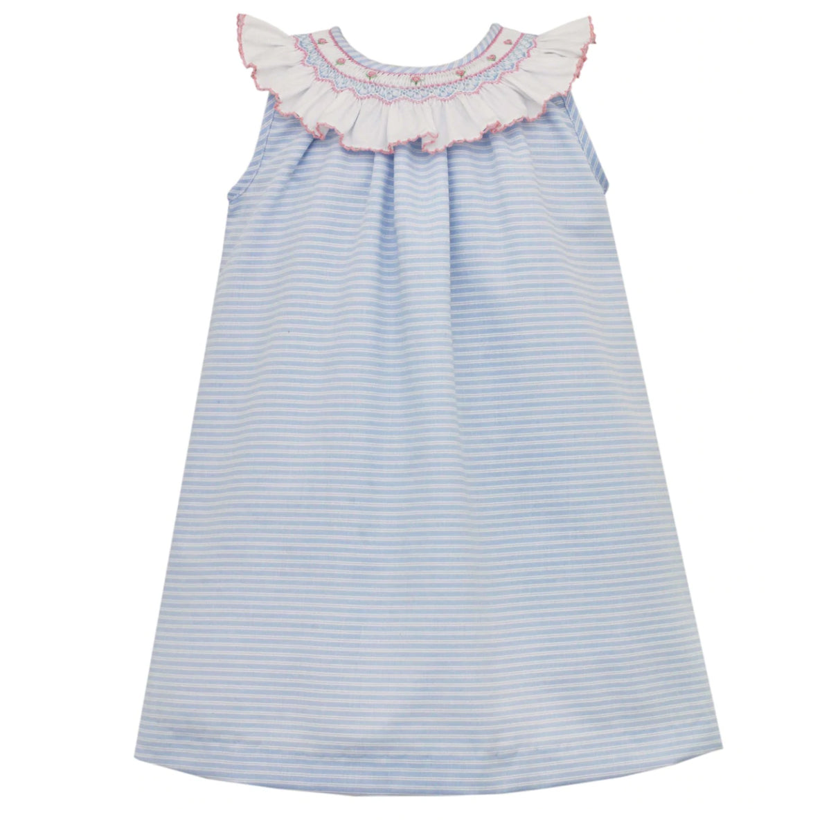 Light Blue Stripe Floral Smocked Float Dress