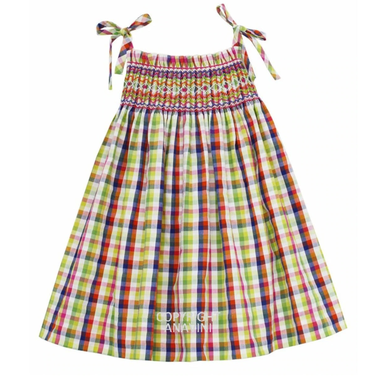 Multi-Plaid Susan Sundress With Shoulder Ties