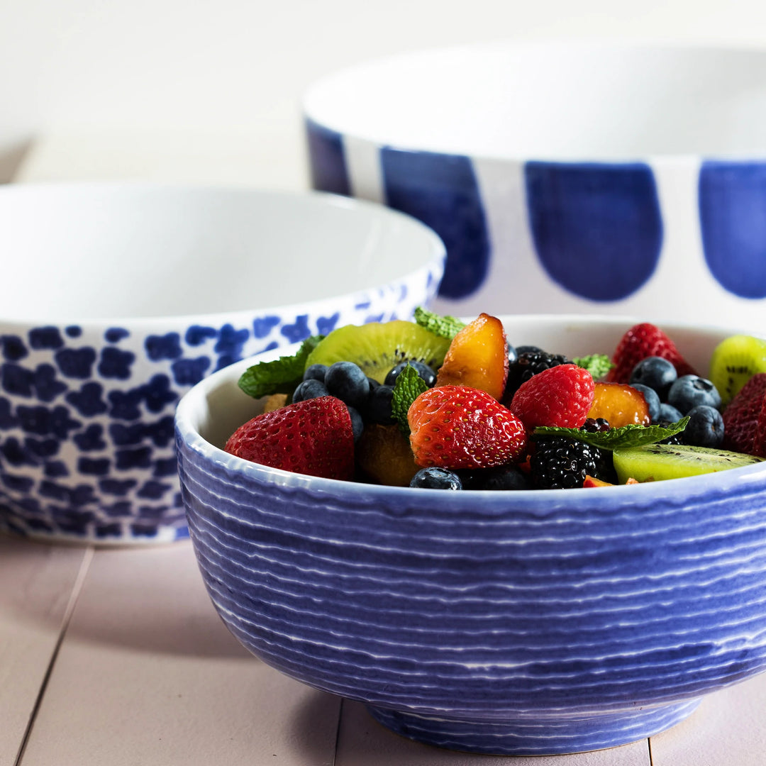 Santorini Stripe Medium Footed Serving Bowl