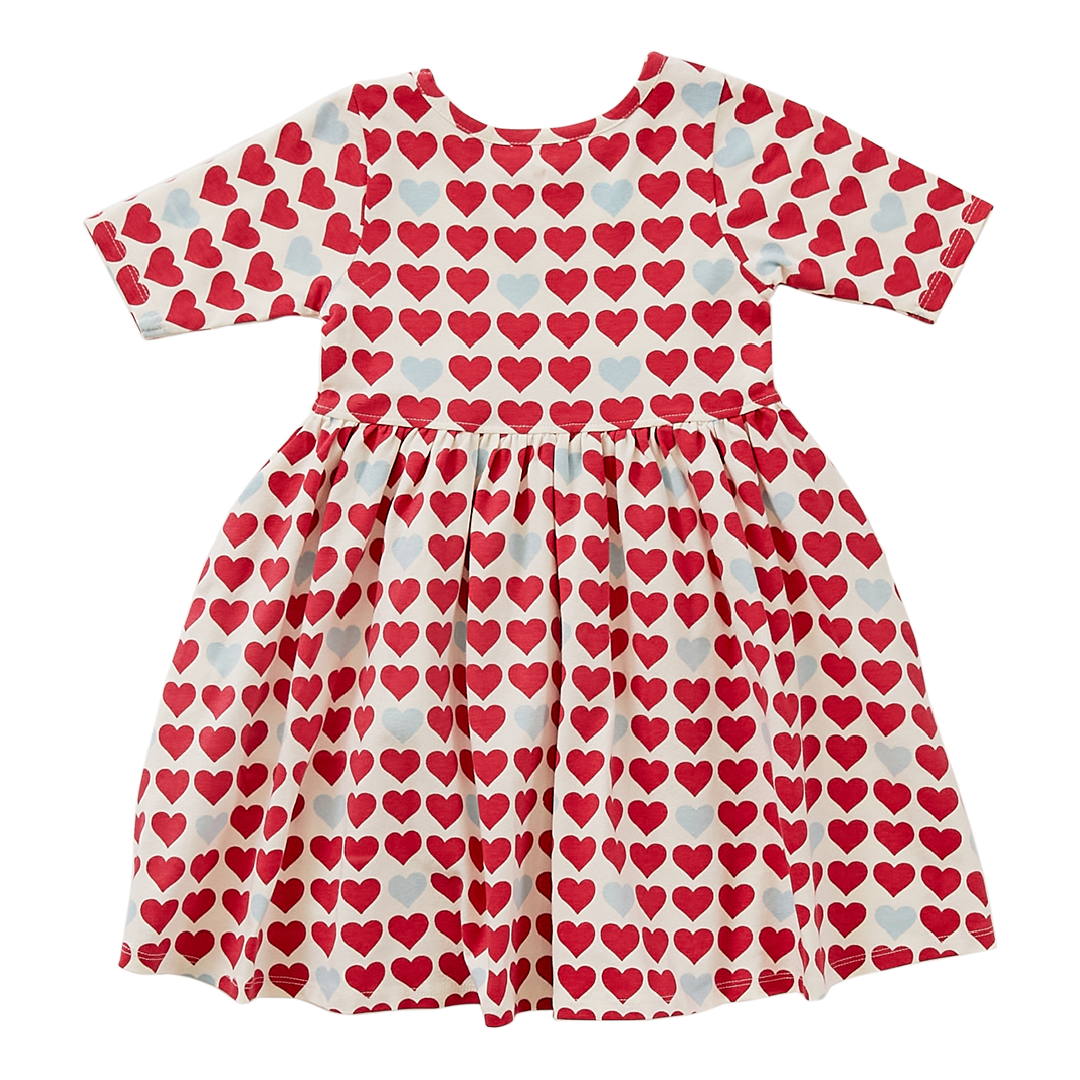 Antique White Hearts Organic Steph Dress