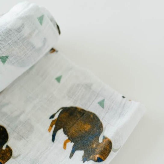 Cotton Muslin Swaddle Blanket - Bison