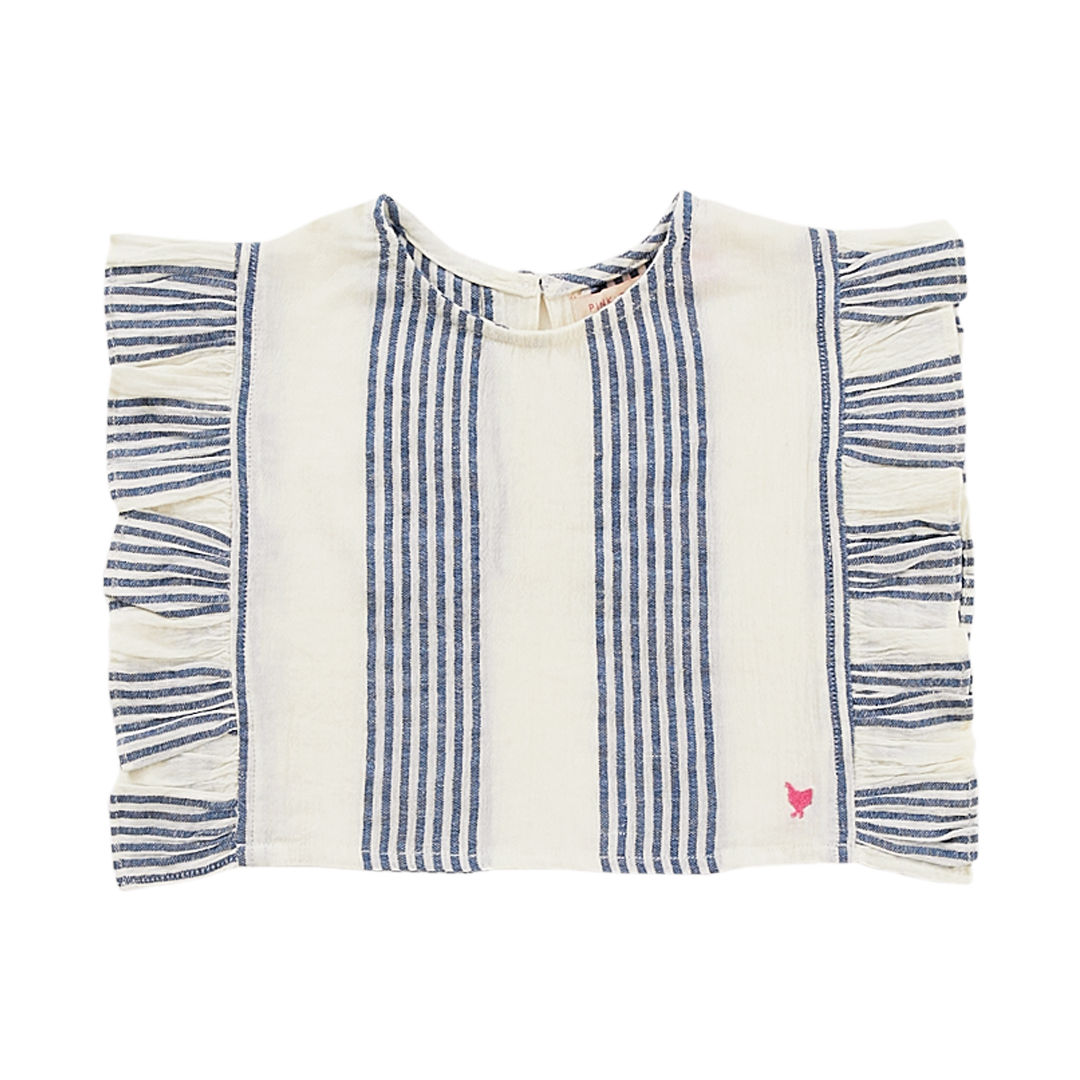 Antique White & Navy Column Stripe Ingrid Top