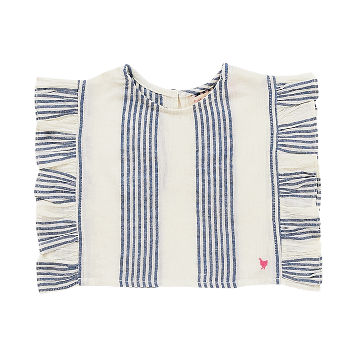 Antique White & Navy Column Stripe Ingrid Top