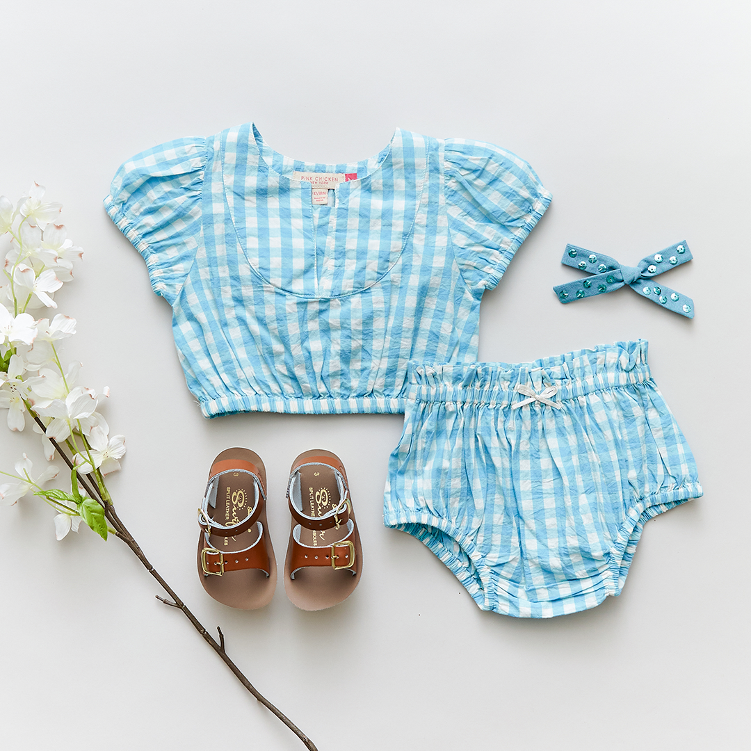 Milky Blue Gingham Lori 2 Piece Set