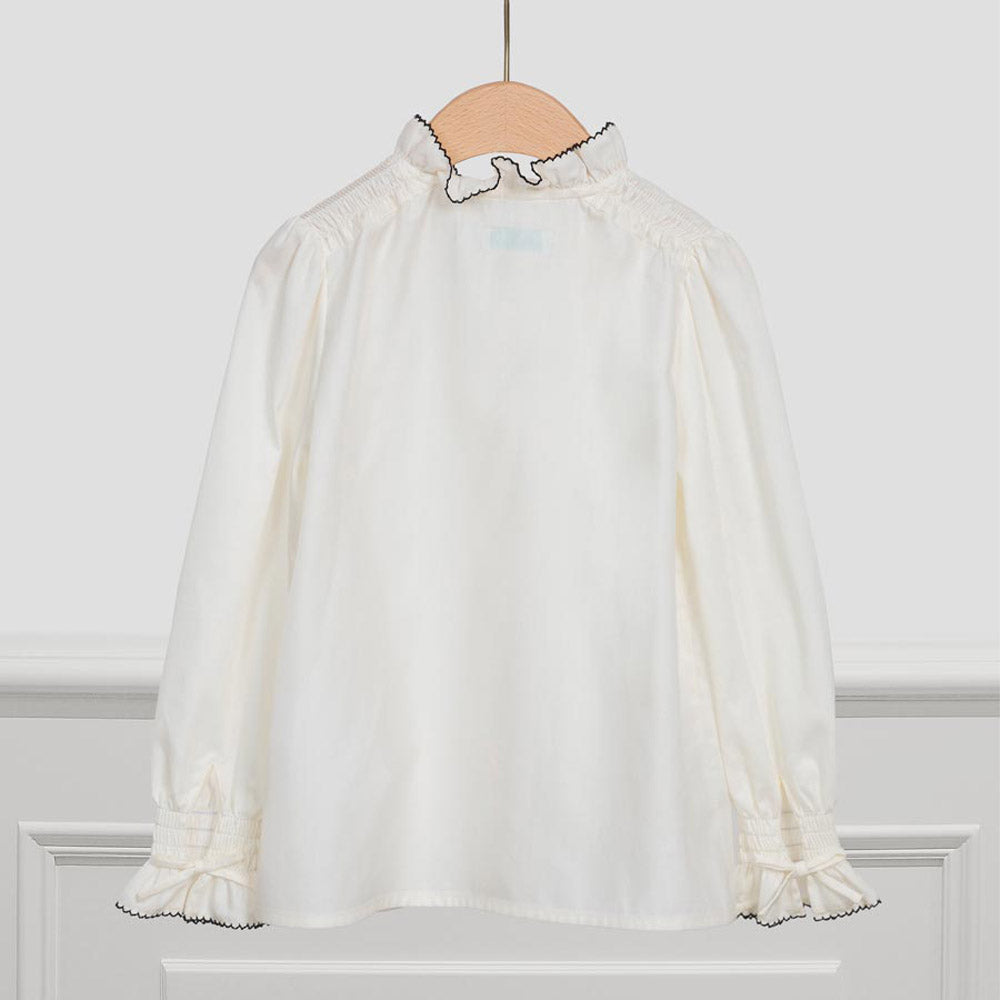 Cream Satin Poplin Blouse