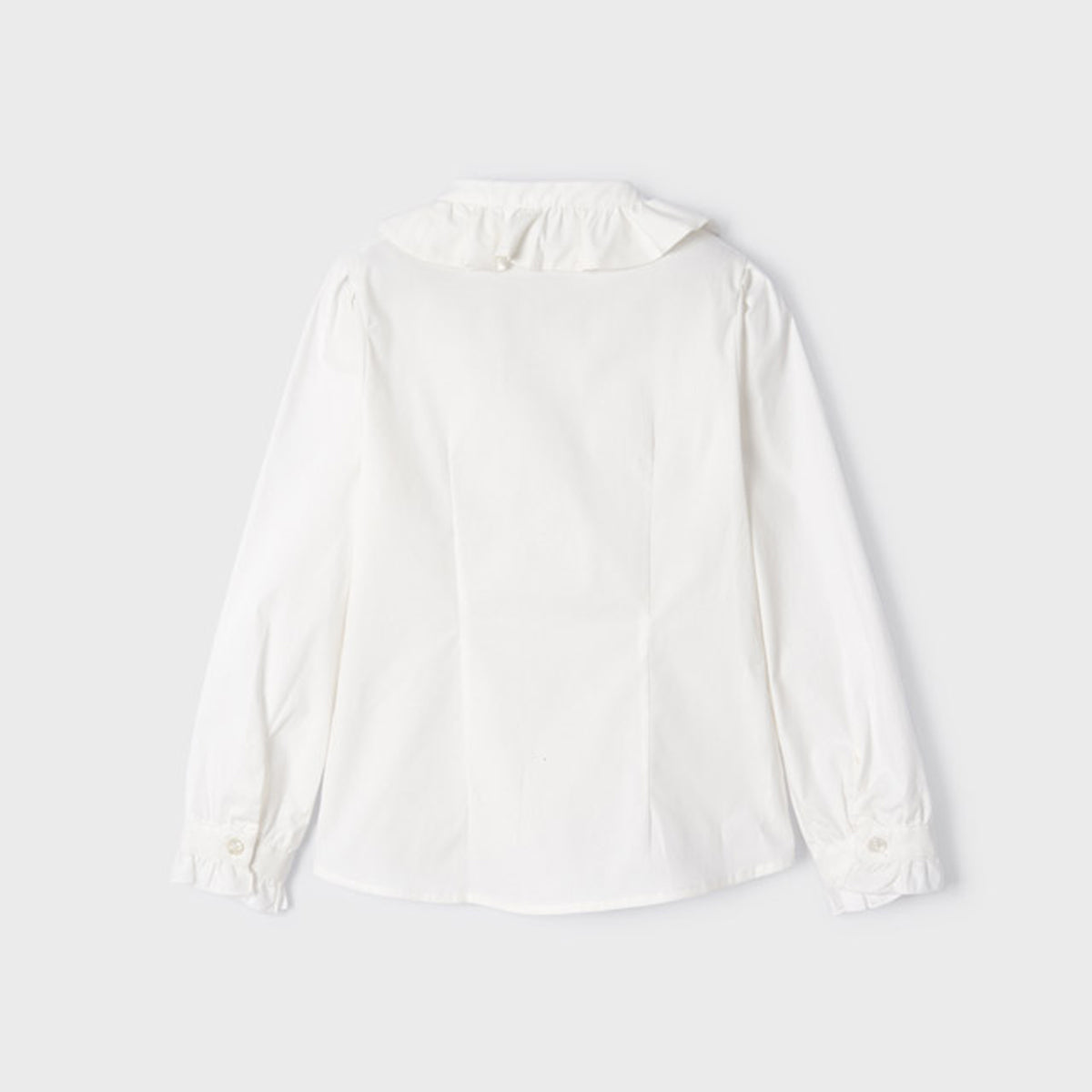 Natural White Poplin Long Sleeve Blouse