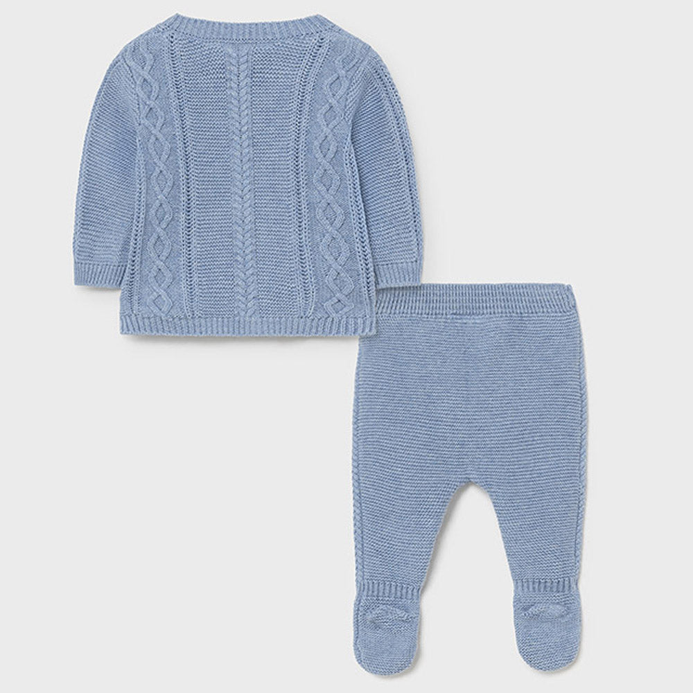 Light Blue Knit Layette Leg Warmer Set