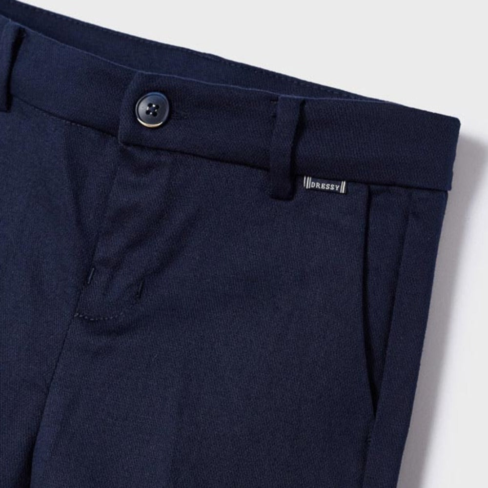 Navy Linen Bermuda Shorts