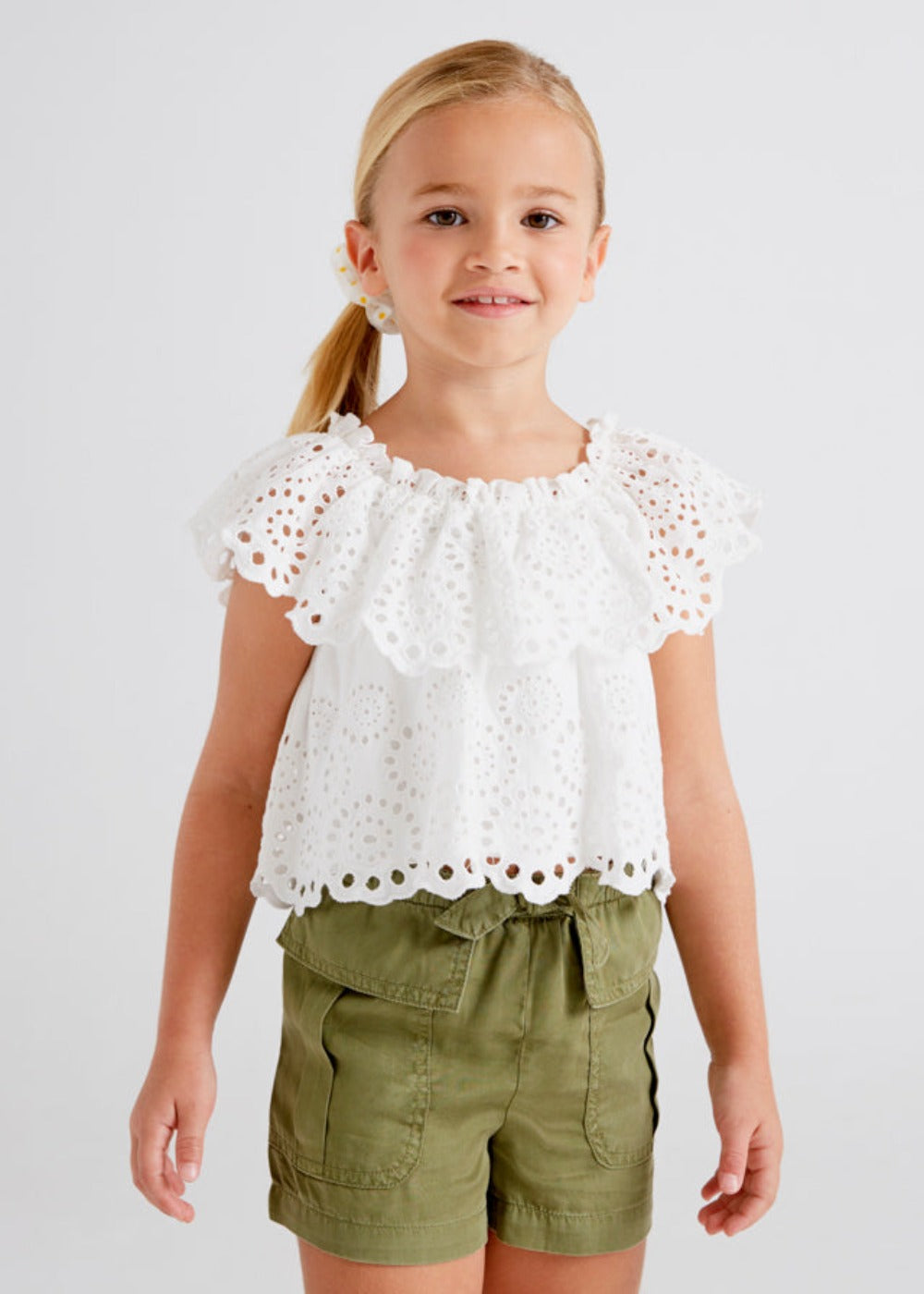 White Eyelet Knit Blouse