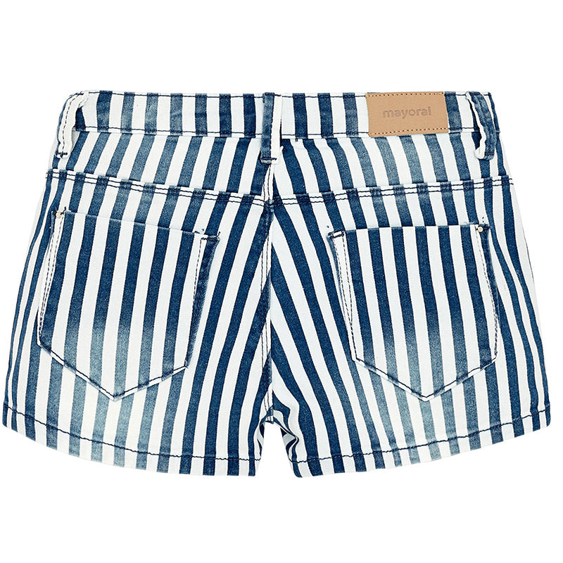 Blue & White Stripe Denim Shorts