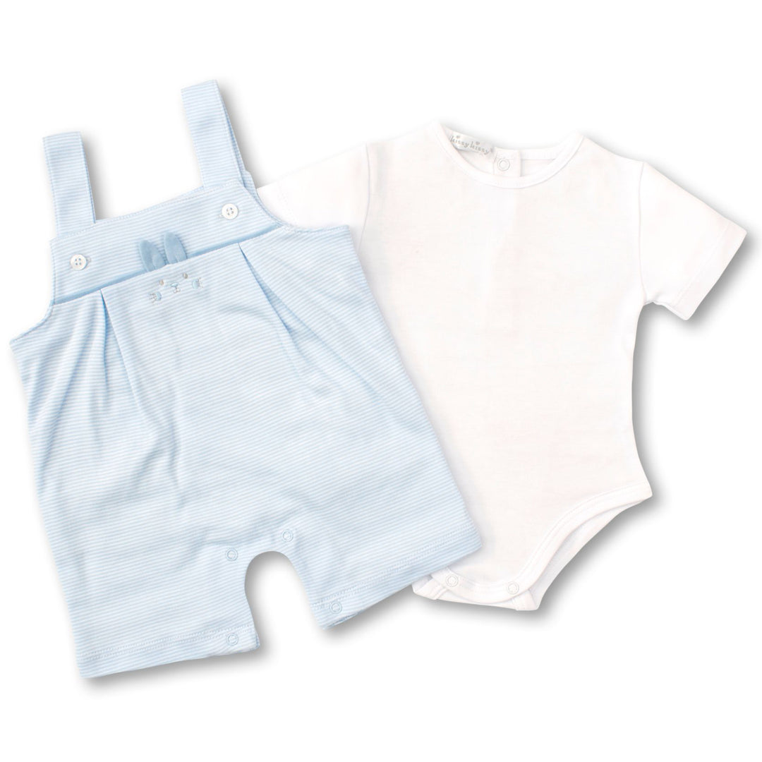 Bunny Buzz Blue Bunny Short Overall Set