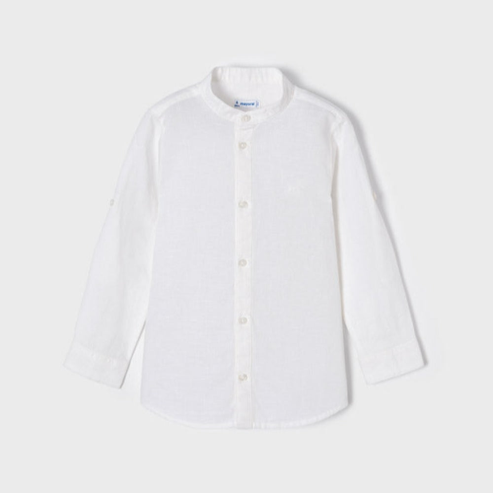 White Long Sleeve Linen Shirt