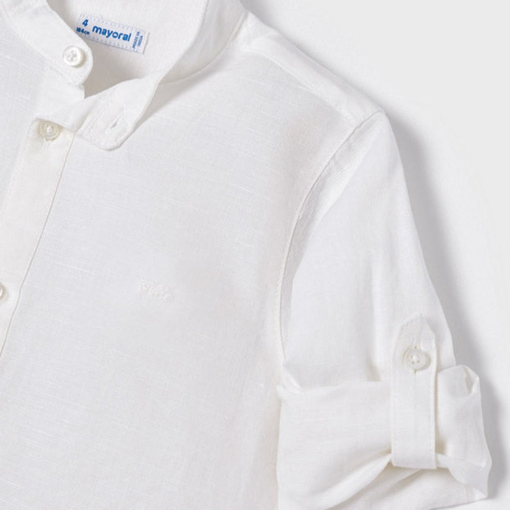 White Long Sleeve Linen Shirt