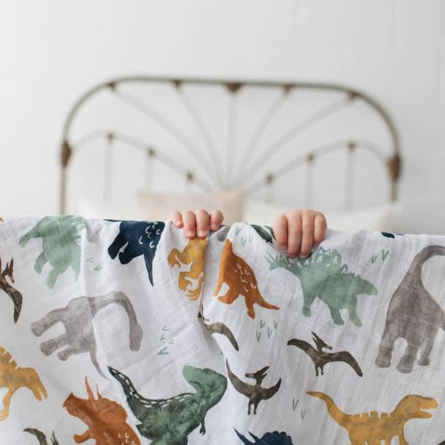 Cotton Muslin Swaddle Blanket - Dino Friends