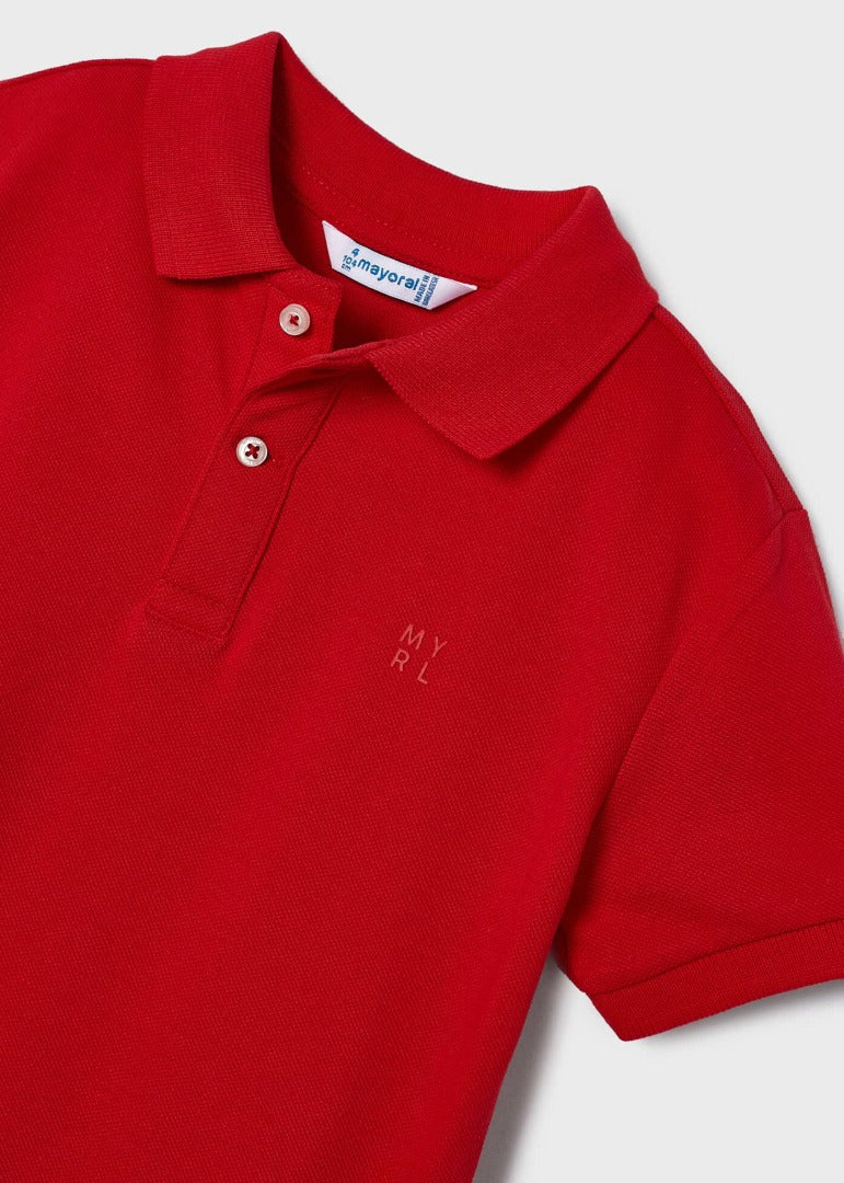 Red Basic Short Sleeve Polo